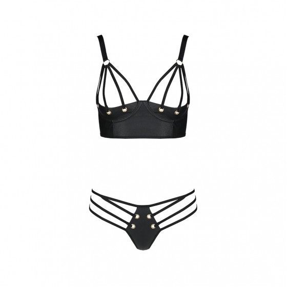 Комплект из эко-кожи Passion Malwia Bikini black XXL/XXXL