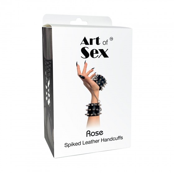 Наручники із шипами Art of Sex - Rose Spiked Leather Handcuffs, натуральна шкіра
