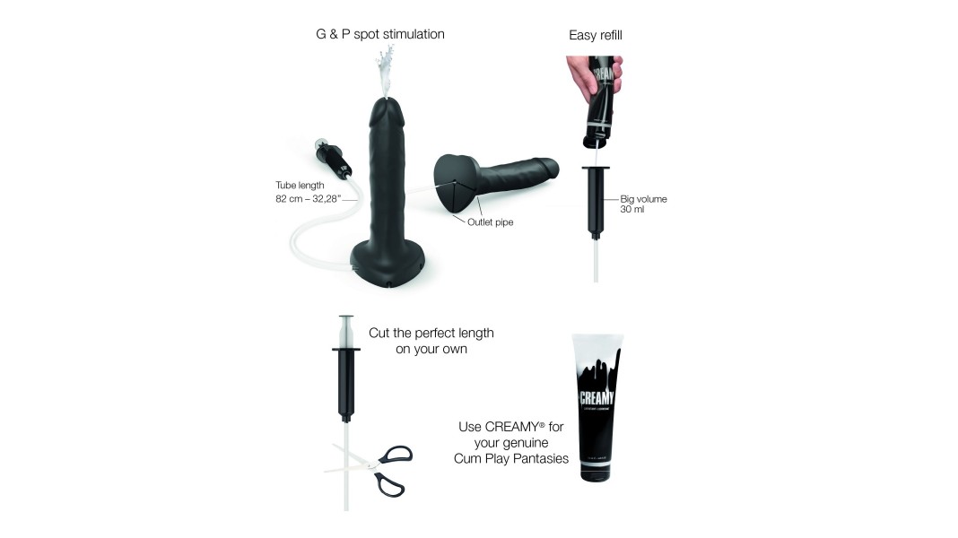 Кінчаючий фалоімітатор Strap-On-Me SQUIRTING CUM DILDO REALISTIC Black L
