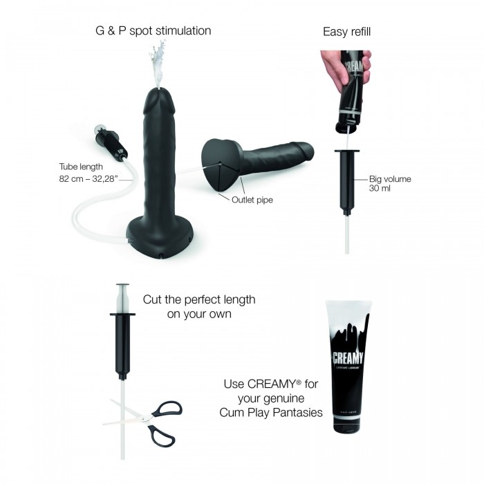Кінчаючий фалоімітатор Strap-On-Me SQUIRTING CUM DILDO REALISTIC Black L