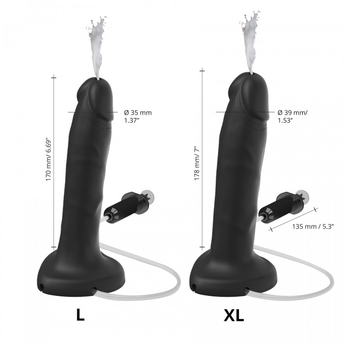 Кінчаючий фалоімітатор Strap-On-Me SQUIRTING CUM DILDO REALISTIC Black L