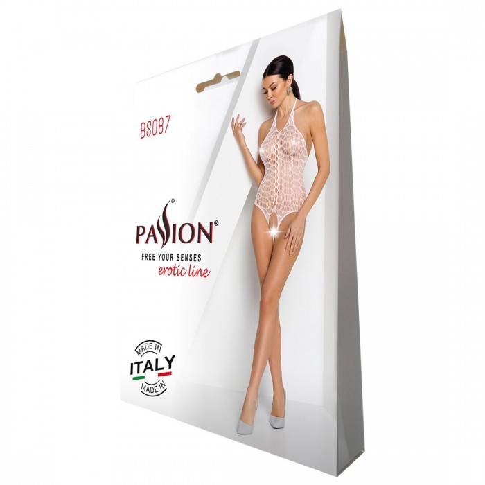 Бодистокинг с доступом в крупную сетку Passion BS087, размер One Size, Белый