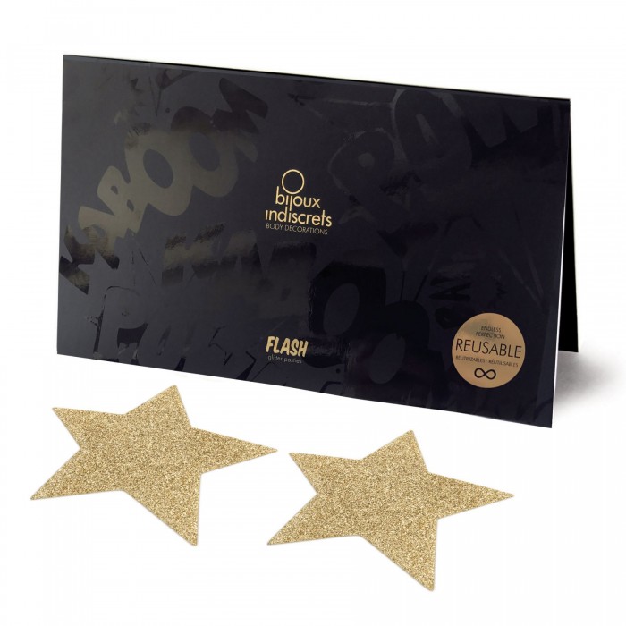 Пэстис - стикини Bijoux Indiscrets - Flash Star, Gold