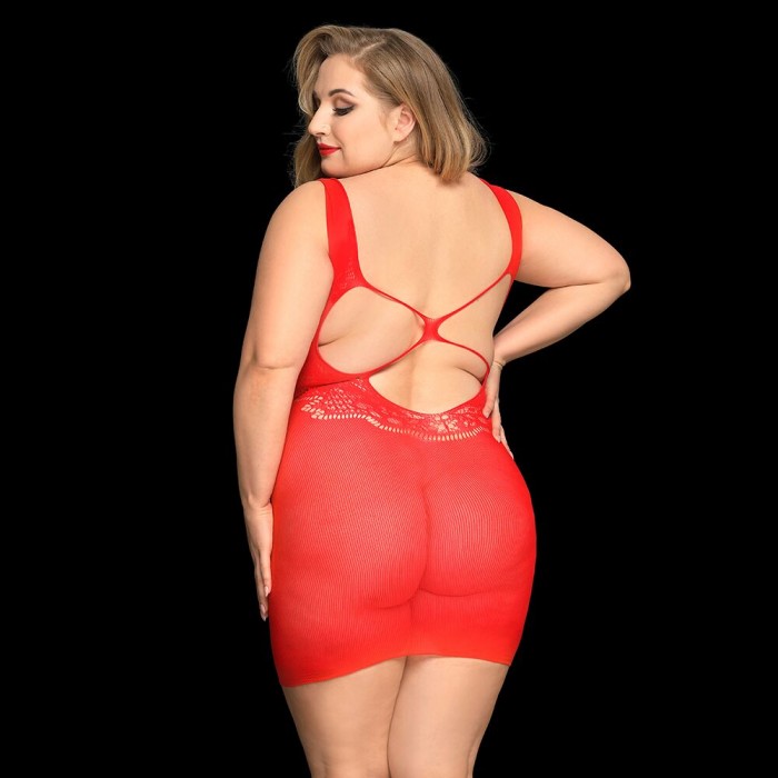 Сексуальна сітчаста сукня JSY Пристрасна Евелін, розмір Plus Size, Червоне
