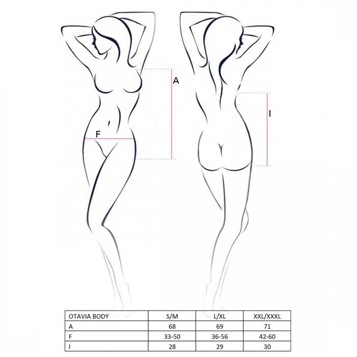 Боді монокіні з глибоким декольте Passion OTAVIA BODY, розмір L/XL, Чорне