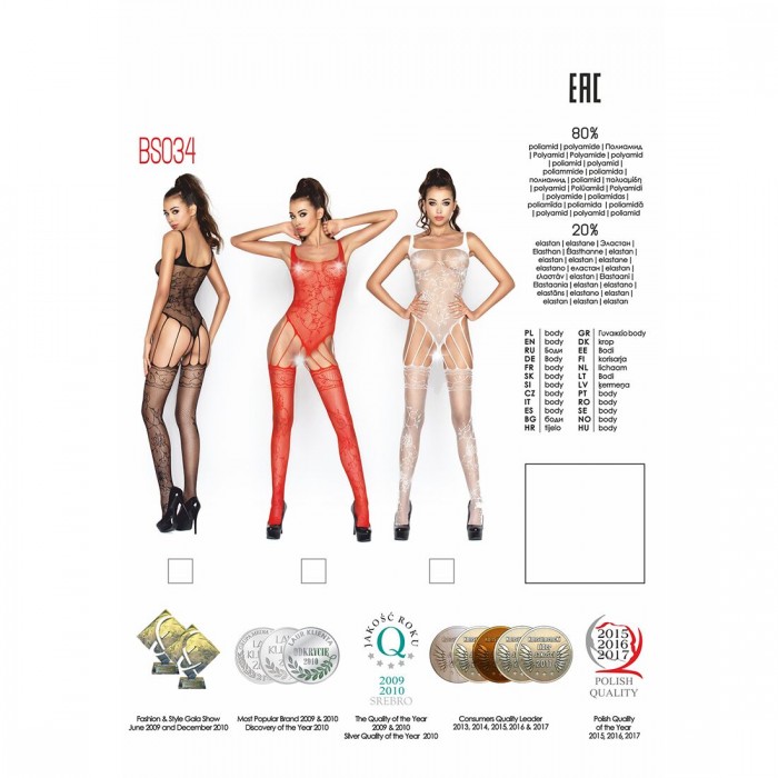Эротический бодистокинг Passion BS034, размер One Size, Черный