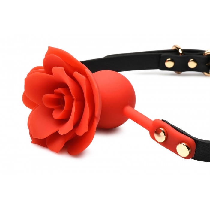 Силіконовий кляп з трояндою Master Series: Blossom Silicone Rose Gag, Червоний