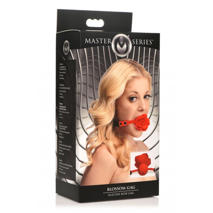 Силіконовий кляп з трояндою Master Series: Blossom Silicone Rose Gag, Червоний
