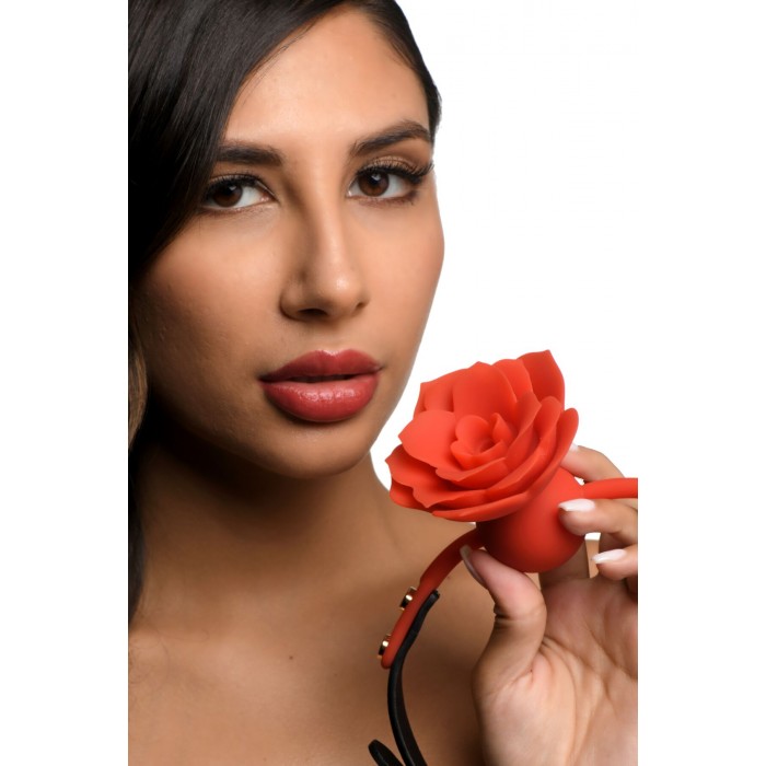 Силіконовий кляп з трояндою Master Series: Blossom Silicone Rose Gag, Червоний