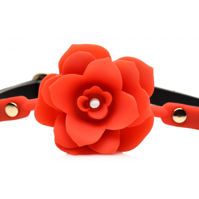Силіконовий кляп з трояндою Master Series: Blossom Silicone Rose Gag, Червоний