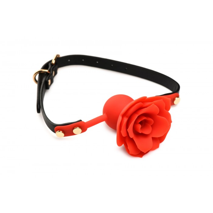 Силіконовий кляп з трояндою Master Series: Blossom Silicone Rose Gag, Червоний