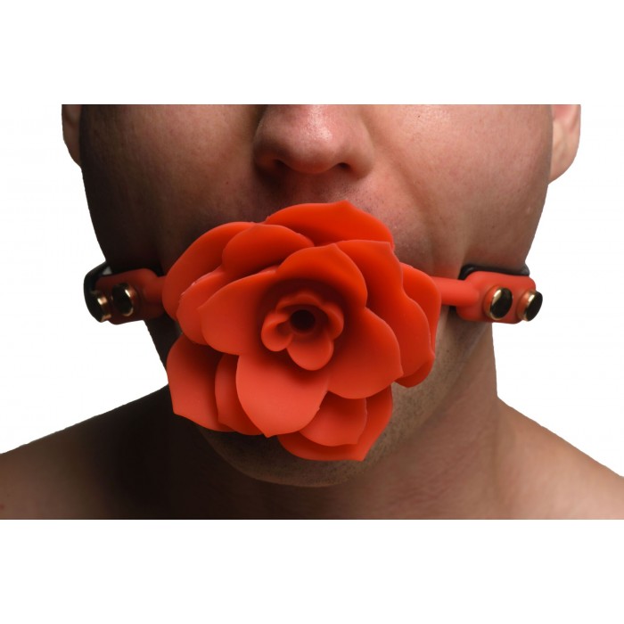 Силіконовий кляп з трояндою Master Series: Blossom Silicone Rose Gag, Червоний