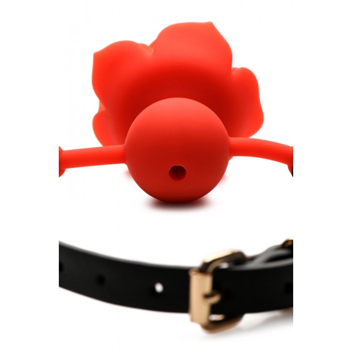 Силіконовий кляп з трояндою Master Series: Blossom Silicone Rose Gag, Червоний