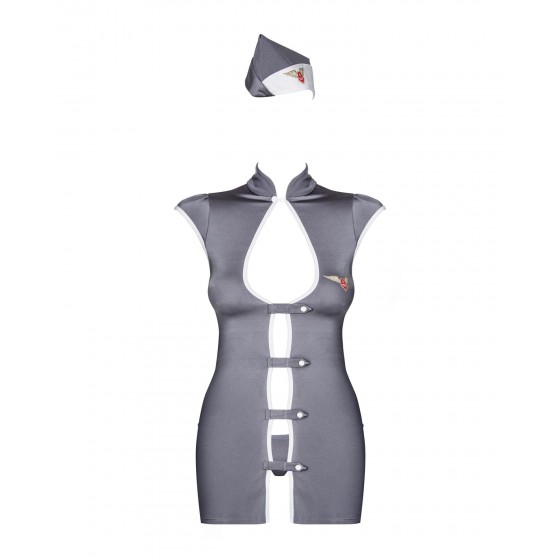 Еротичний костюм стюардеси Obsessive Stewardess 3 pcs Costume grey s / M