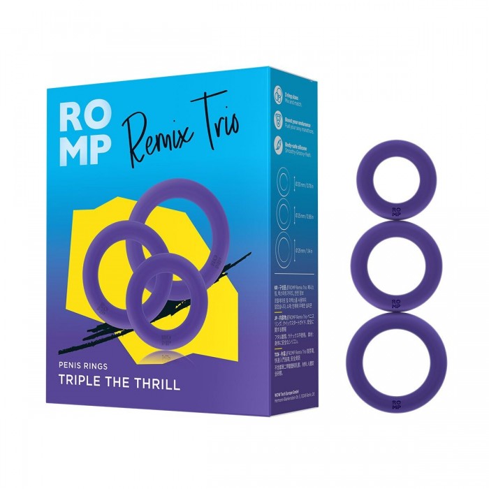 Набір ерекційних кілець Romp Remix Trio, діаметри 2; 2,5 і 2,9 см