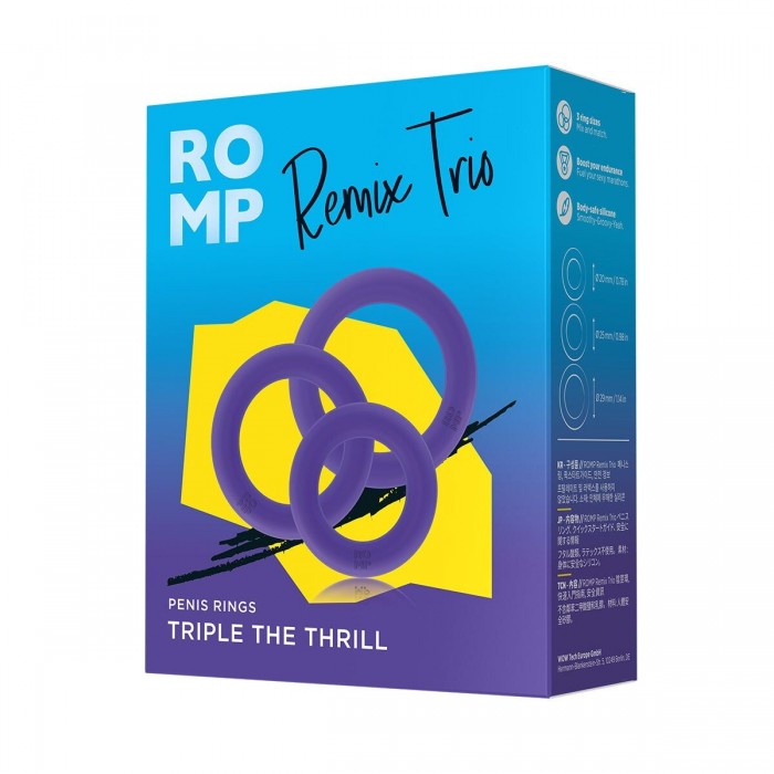 Набір ерекційних кілець Romp Remix Trio, діаметри 2; 2,5 і 2,9 см