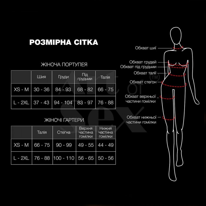 Сексуальные кожаные гартеры с поясом Art of Sex - Vivien, размер XS-M, Черный