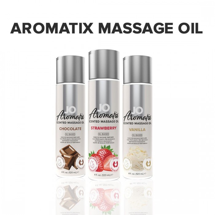Натуральна масажна олія JO Aromatix Massage Oil Strawberry, об'єм 120 мл