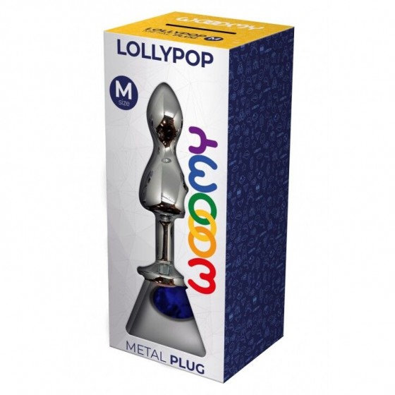 Анальна пробка Wooomy Lollypop Double Ball Metal Plug Blue M