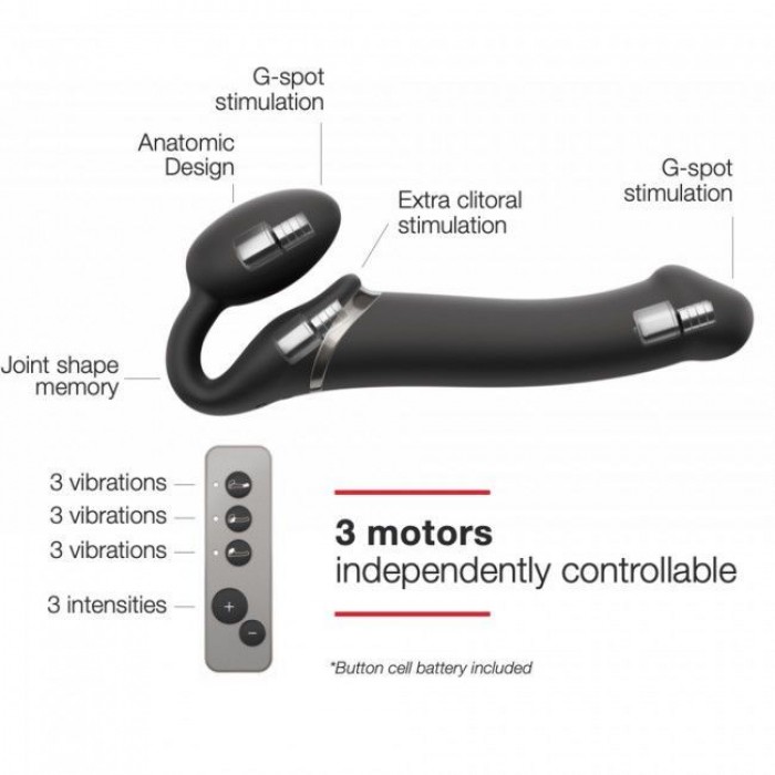 Безремневий страпон з вібрацією Strap-On-Me Vibrating Black M