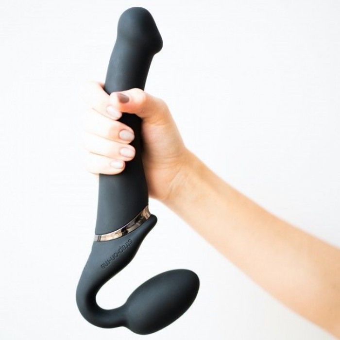 Безремневий страпон з вібрацією Strap-On-Me Vibrating Black M
