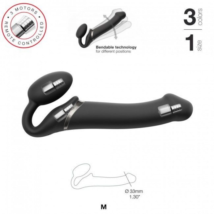 Безремневий страпон з вібрацією Strap-On-Me Vibrating Black M