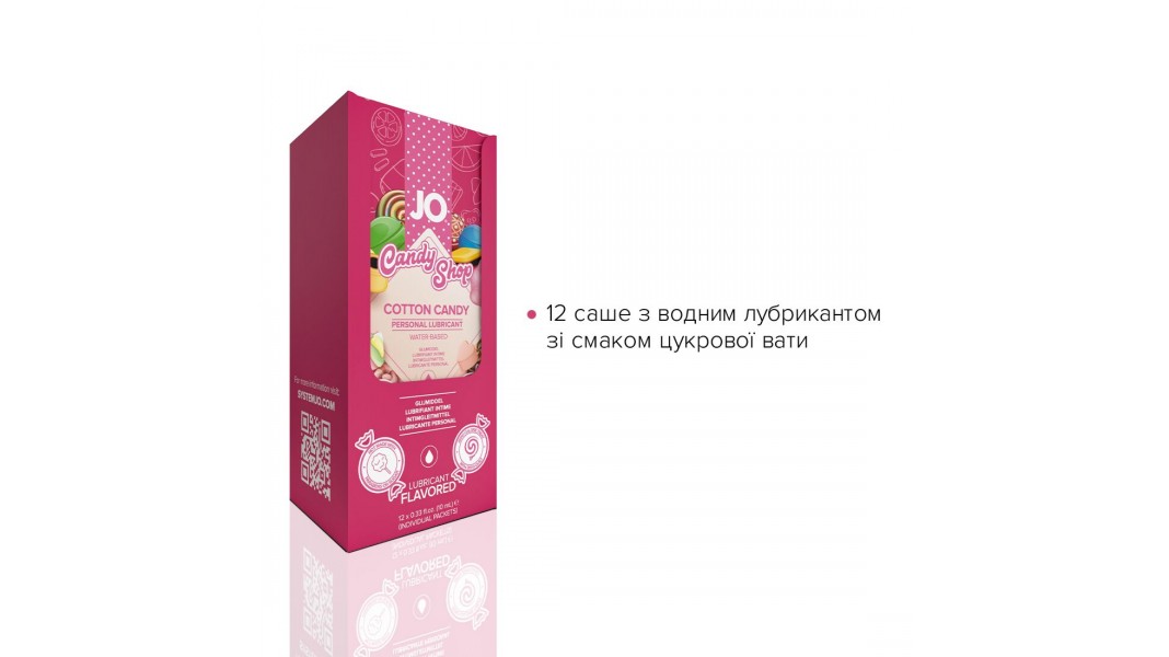 Набір пробників лубриканта Foil Display Box – JO H2O Cotton Candy – 12 x 10 мл