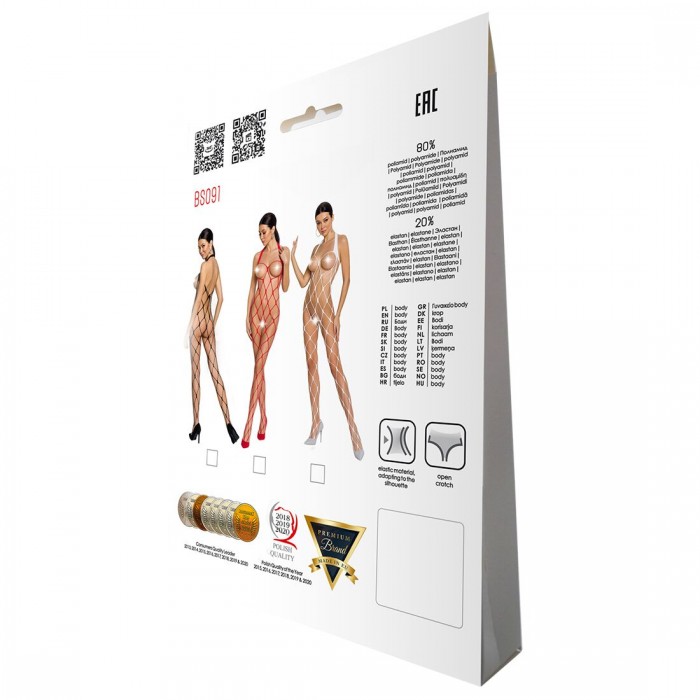 Бодистокинг с доступом в очень крупную сетку Passion BS091, размер One Size, Красный