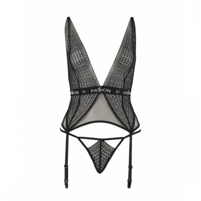 Полупрозрачный корсет Passion Exclusive MIRAJANE CORSET, размер XXL/XXXL, Черный