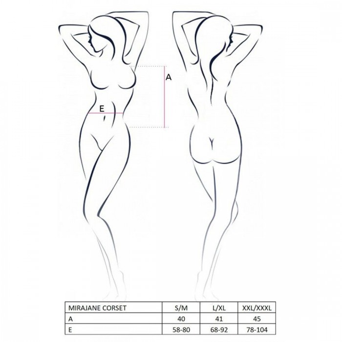Полупрозрачный корсет Passion Exclusive MIRAJANE CORSET, размер XXL/XXXL, Черный