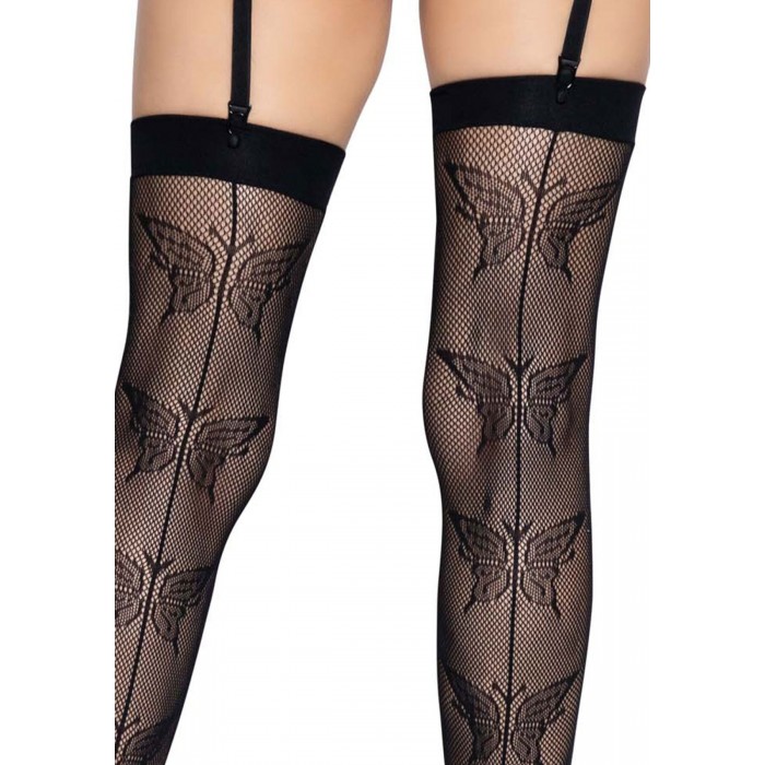 Чулки-сетка со швом сзади Leg Avenue Butterfly, размер One size, Черные