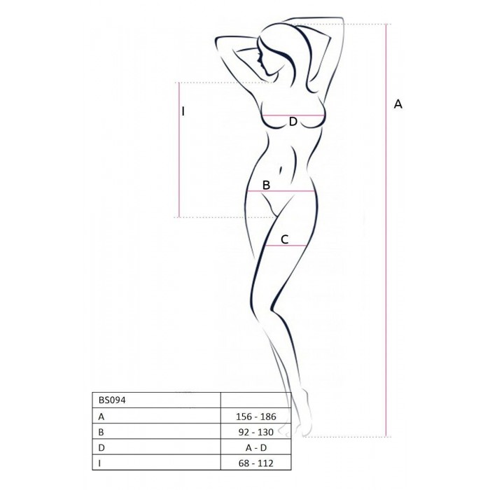 Бодістокінг з імітацією корсетної шнурівки Passion BS094, розмір One Size, Чорний