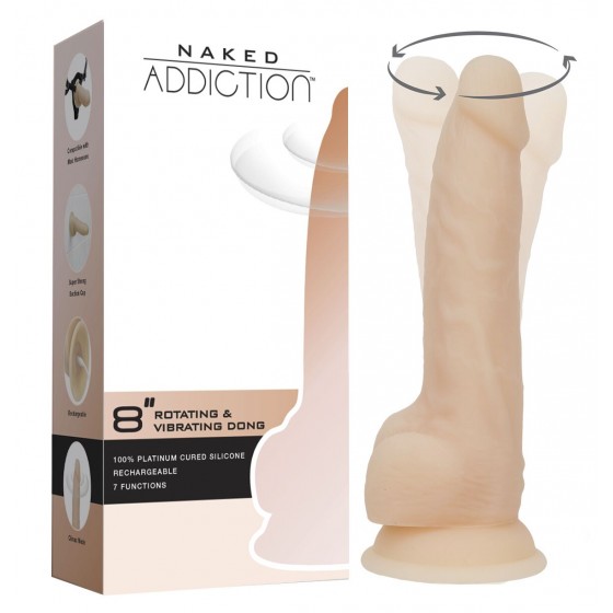 Фаллоимитатор с вибрацией ADDICTION - Naked - 8" Rotating & Vibrating Dildo with Remote – Vanilla