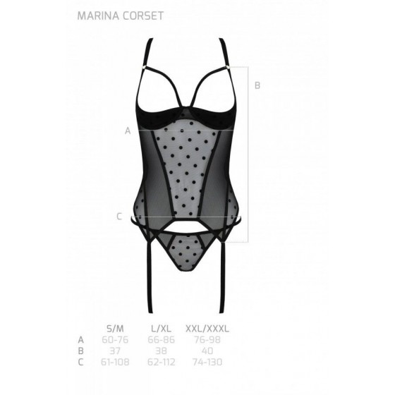 Еротичний корсет MARINA CORSET black L/XL - Passion