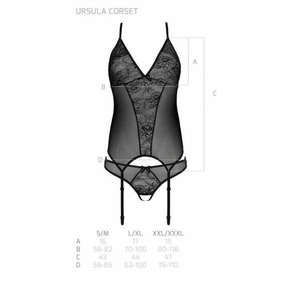 Корсет с пажами Passion Ursula Corset black L/XL