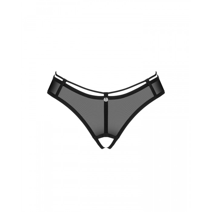 Эротические трусики Obsessive Roxelia crotchless thong, Черные, размер XS/S