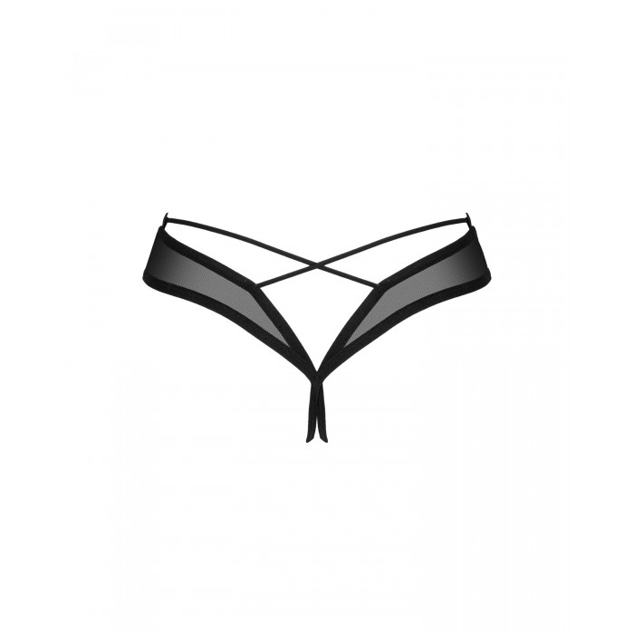 Эротические трусики Obsessive Roxelia crotchless thong, Черные, размер XS/S