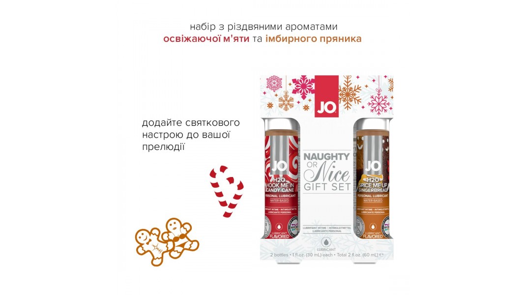 Набір лубрикантів JO Naughty or Nice Gift Set – Candy Cane & Gingerbread (2x30 мл)