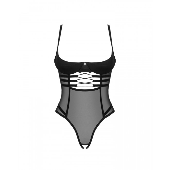 Еротичне боді з доступом Obsessive Roxelia crotchless teddy, розмір XL/2XL, Чорне