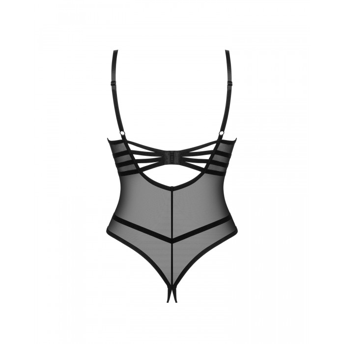 Еротичне боді з доступом Obsessive Roxelia crotchless teddy, розмір XL/2XL, Чорне
