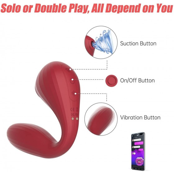 Вакуумный вагинально-клиторальный стимулятор Magic Motion Bobi Red