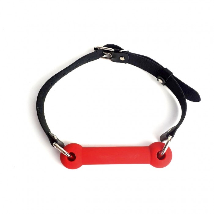 Кляп палиця, силікон і натуральна шкіра, Art Of Sex-Gag Stick Silicon, Червоний