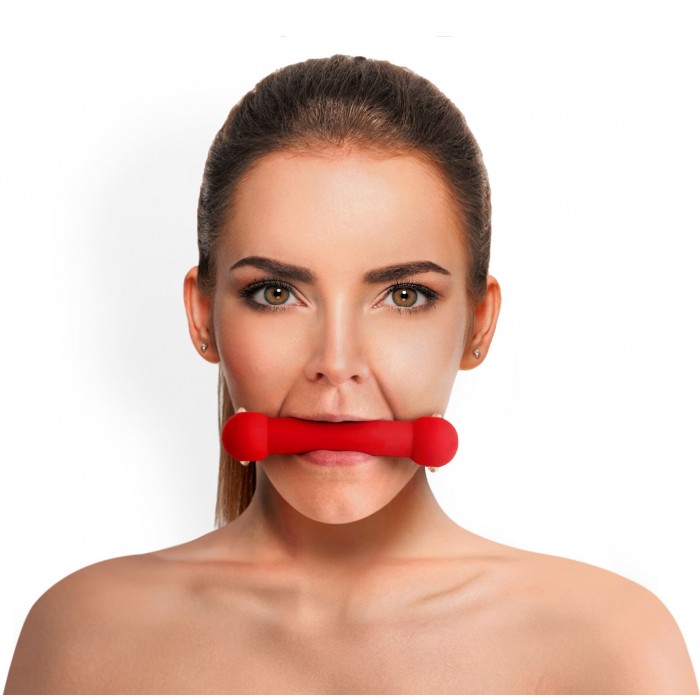 Кляп палиця, силікон і натуральна шкіра, Art Of Sex-Gag Stick Silicon, Червоний