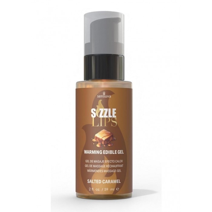 Согревающий массажный гель Sensuva Sizzle Lips Salted Caramel (59 мл), съедобный