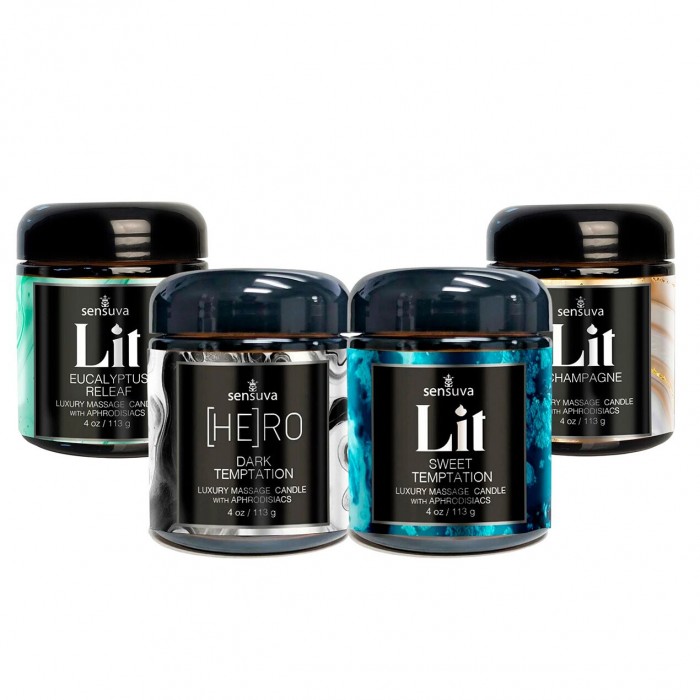 Набор массажных свечей LIT 4 piece Variety Pack Luxury Massage Candles (4 шт по 113 г)