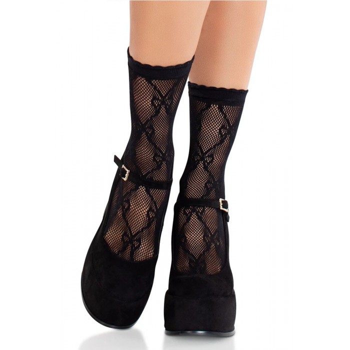 Шкарпетки Leg Avenue Bow Net Anklets, Чорні