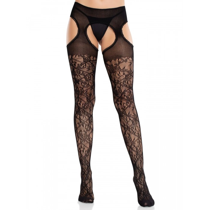 Еротичні колготки Leg Avenue Cross Hatch, розмір One Size, Чорні