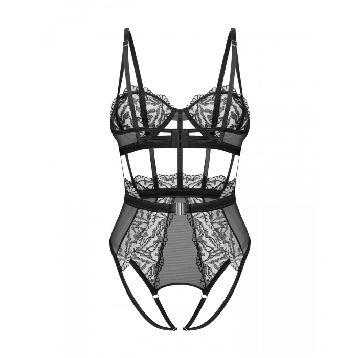 Еротичне боді Obsessive Hersis crotchless teddy, розмір S/M, Чорне