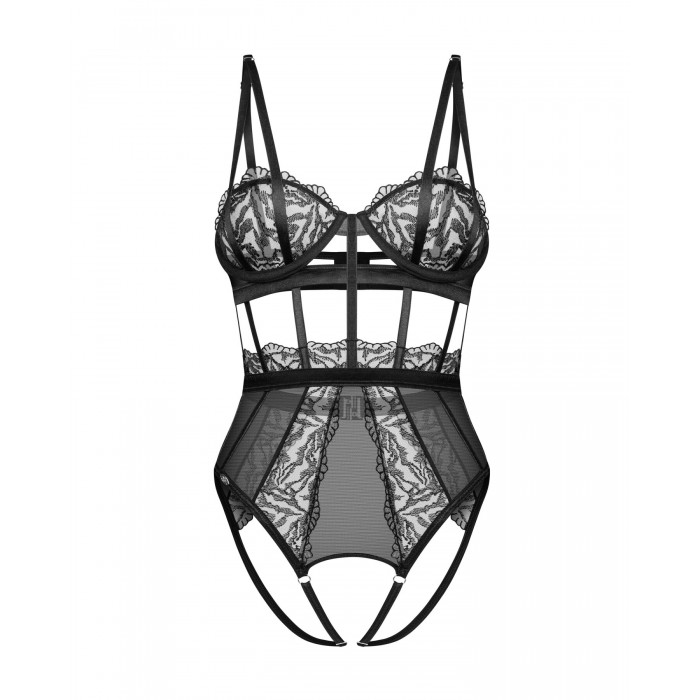 Еротичне боді Obsessive Hersis crotchless teddy, розмір S/M, Чорне