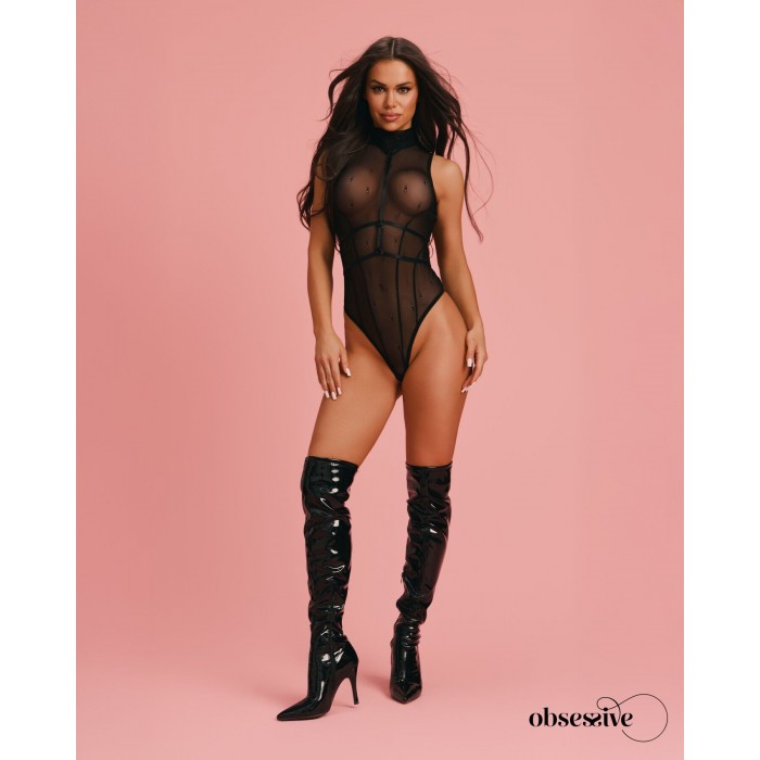 Еротичне боді Obsessive Anniverse Special teddy & harness, розмір S/M